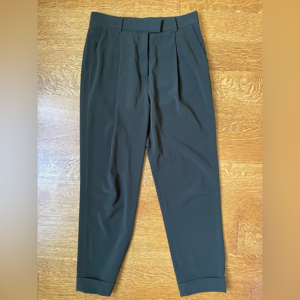 COS army green tapered ankle length dress pants